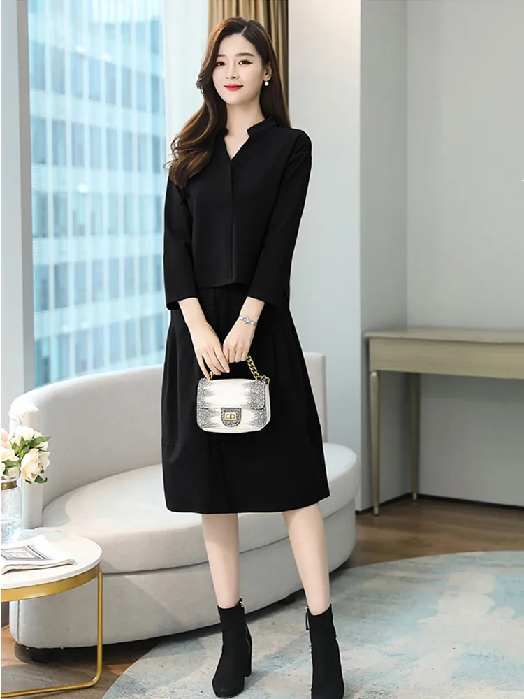 Conjunto de falda Lisa para mujer, traje elegante de 2 piezas, gran tamaño, alta calidad, primavera y otoño, novedad de 2023