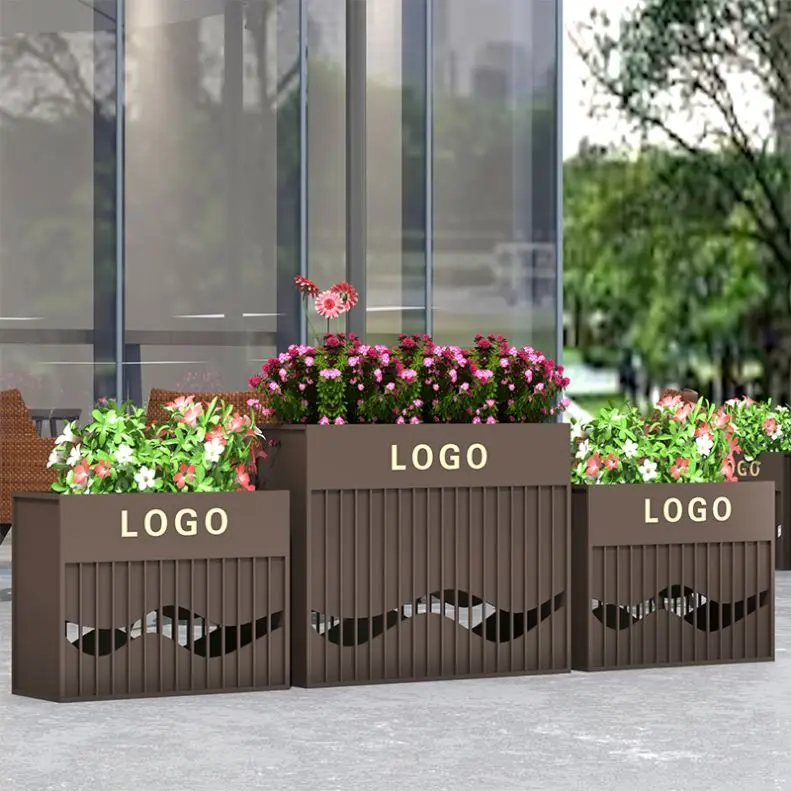 

Outdoor New Rectangular Iron Art Flower Box Gardening Flower Groove Large Square Street Flower Stand