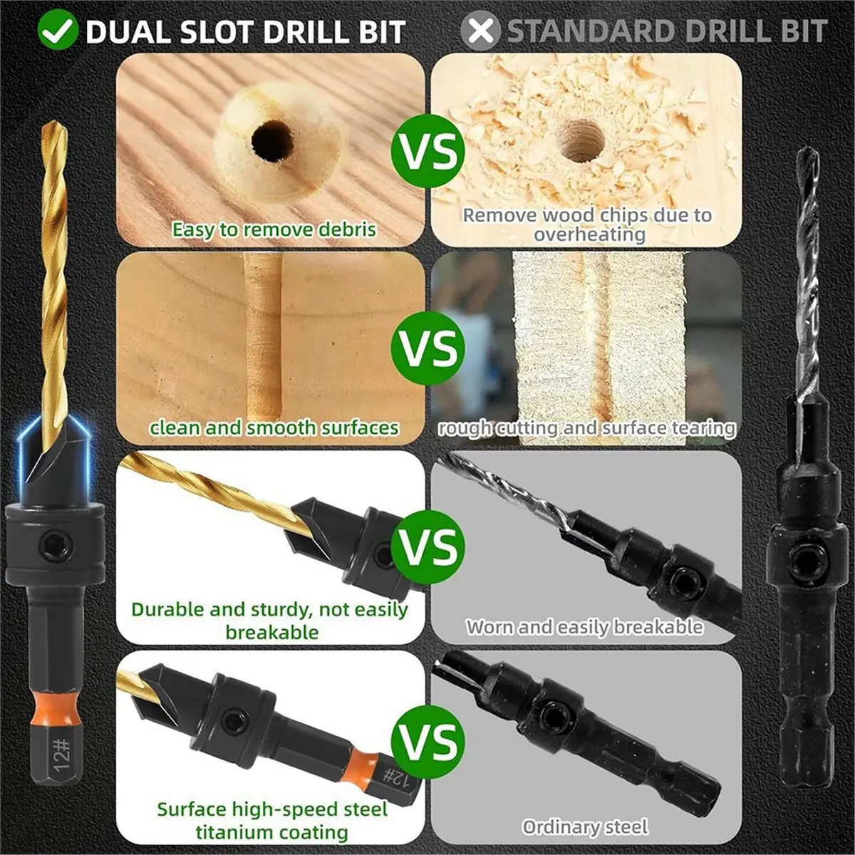 

2026 Новые 12 шт. регулируемые потайные сверла из быстрорежущей стали для деревообработки, размеры 4, 6, 8, 10, 12, с магнитным удлинителем