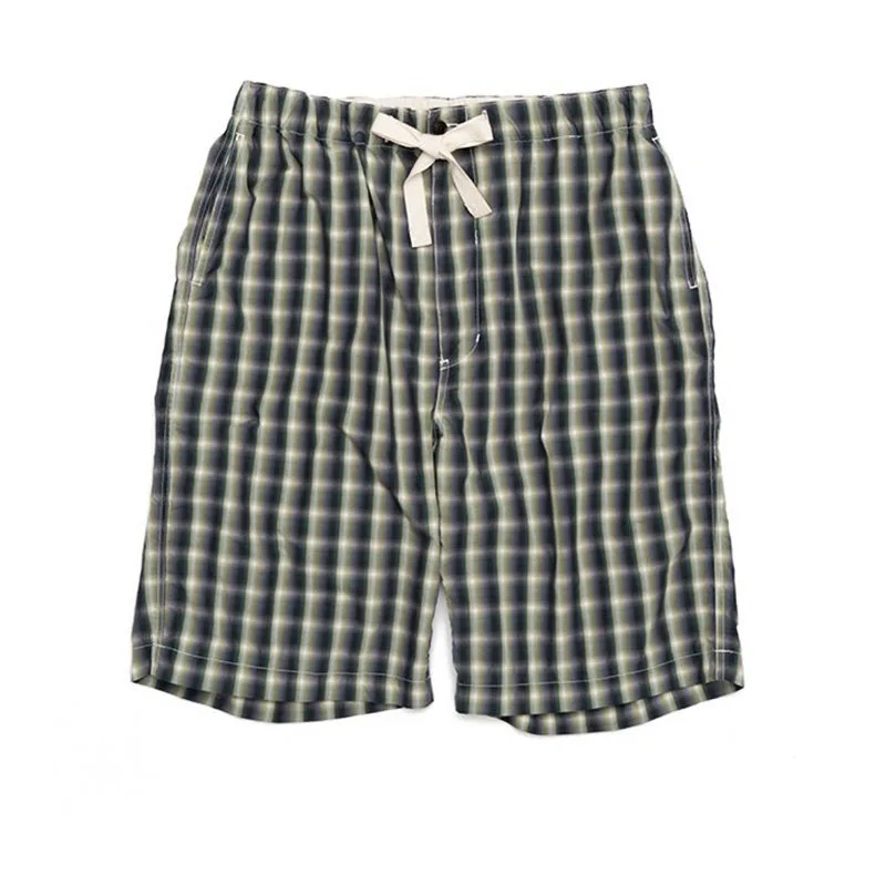 Nanamania Palaka Check Easy Short Japanese Drawstring Plaid Cotton Shorts