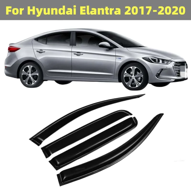 For Hyundai Elantra 2017-2020 Car Accessories Window Visor Sun Rain Deflector Guard Awnings Shelters Adhesive Cover Trim