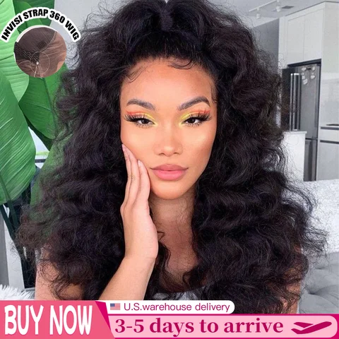 360 Lace Front Wig Human Hair Body Wave 180% Density Pre-Plucked HD Lace Frontal Wig with Hair - Natural Color Unisex Wigs for Women