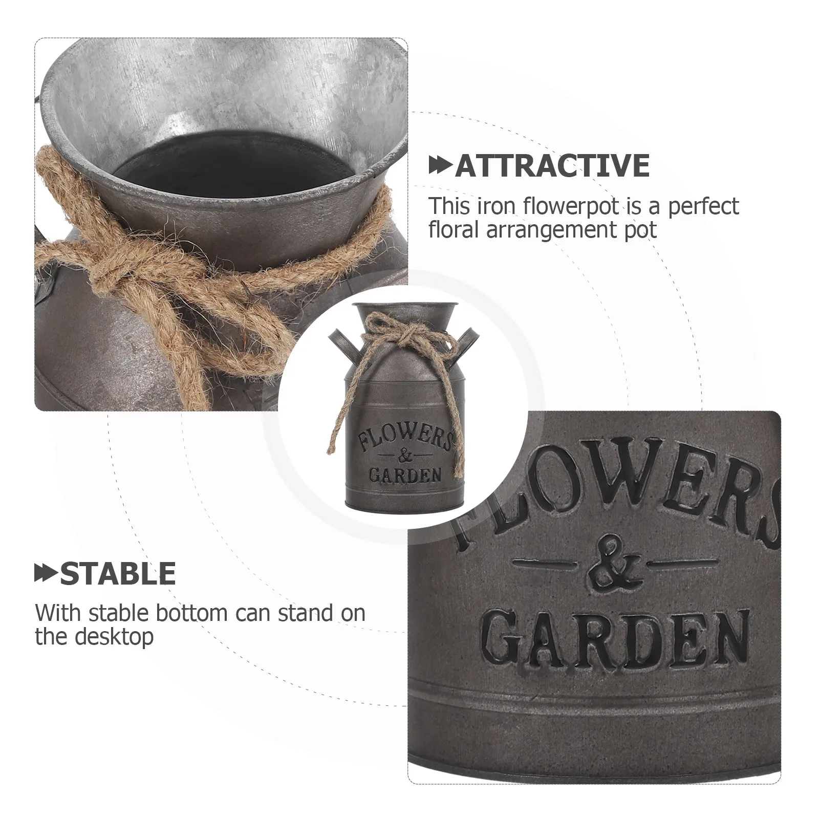 

Rustic Vintage Iron Flower Bucket Planter For Fresh Dried Flowers Stable Bottom Decorative Metal Flowerpot For Home Garden Porch