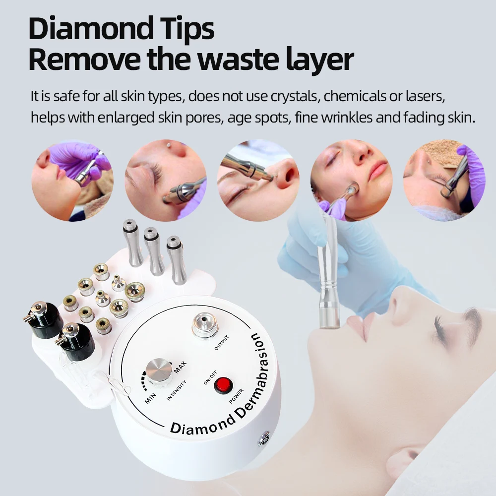 3 in 1 Diamond Microdermabrasion Beauty Machine Vacuum Suction Tool Water Spray Facial Moisten Face Exfoliate Skin Peeling