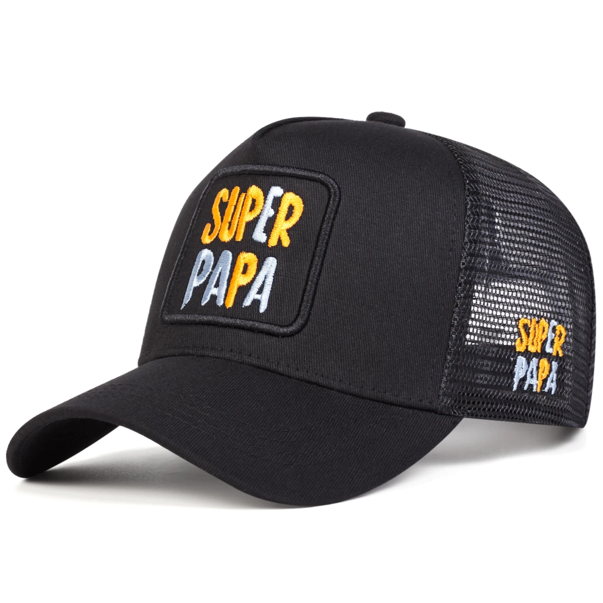 Unisex SUPER PAPA Letter Embroidery Baseball Net Caps Spring and Summer Outdoor Adjustable Casual Hats Sunscreen Hat