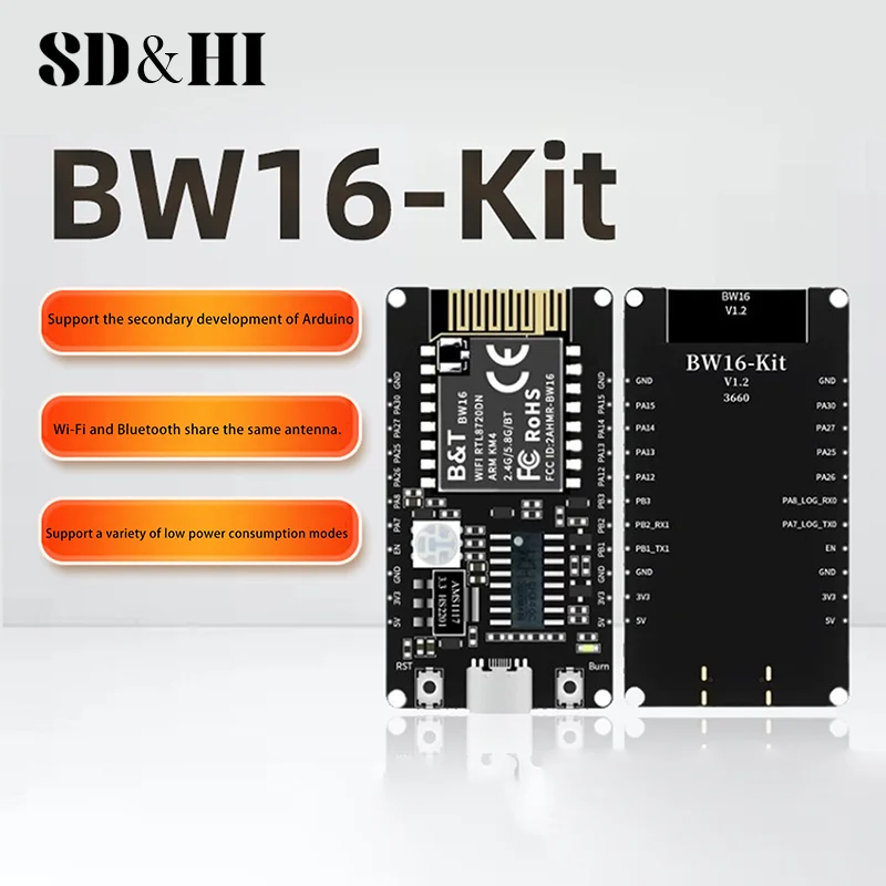 

BW16 KIT BW16 RTL8720DN BW12 RTL8710BX BW15 NodeMCU Serial Port To WIFI Wireless WIFI Module BW16-KIT Type-C Interface