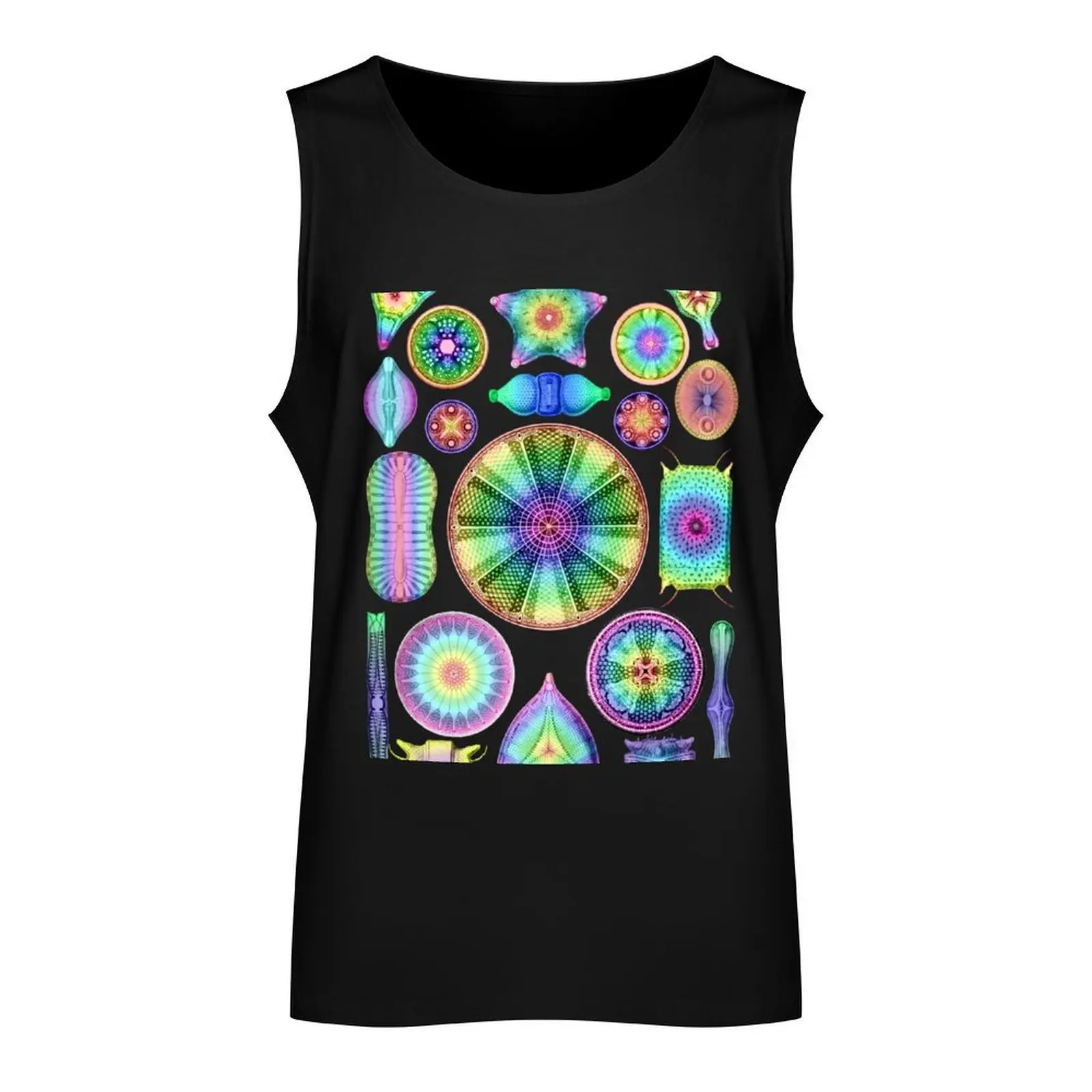 Ernst Haeckel Rainbow Diatoms on Black Tank Top Top Bodybuilding clothing man