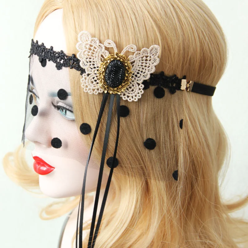 

Wan Christmas Veil Black Lace Half Face Princess Night Dance Accessories