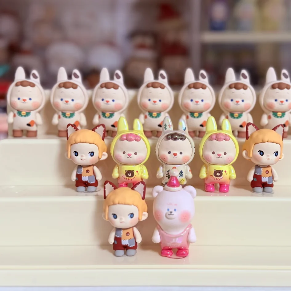 Original Buer Bonini Blind Box Let Be Free Series Mini Kawaii Creative Beans Dolls Model Trendy Desktop Ornament Custom Gift