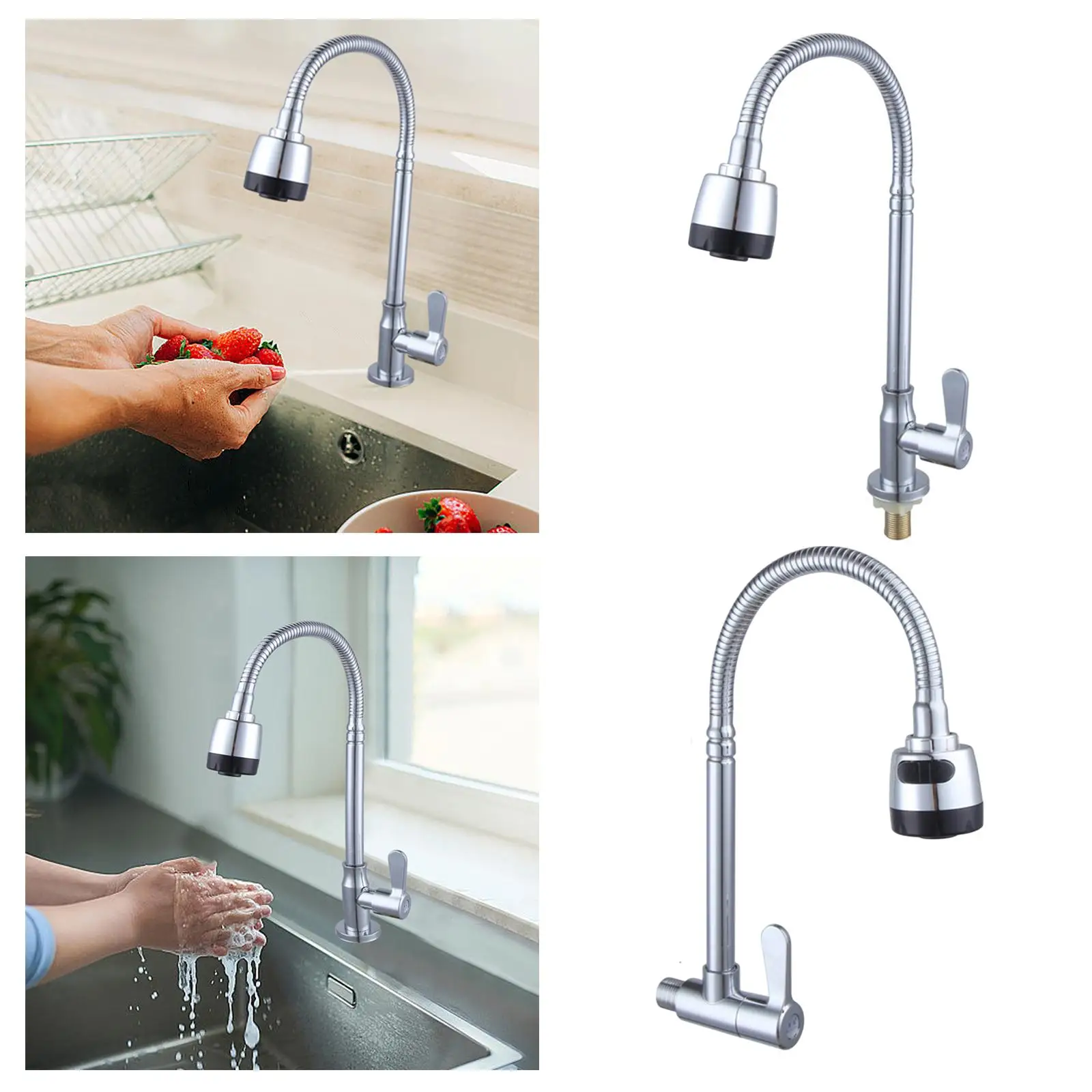 Single Cold Water Faucet Practical Flexible Household Kitchen Tap for Home