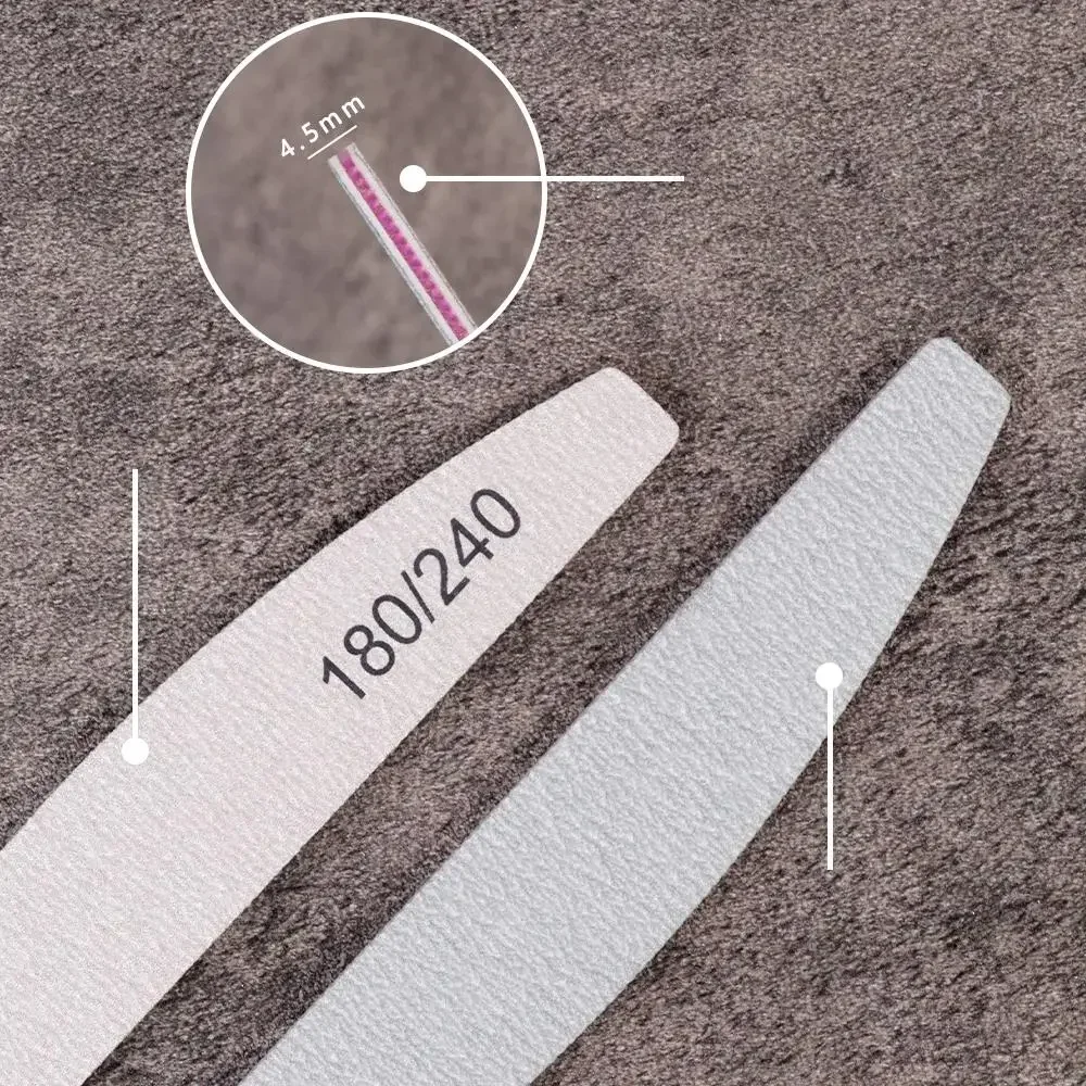 10 قطعة 180/240 شبكة الرمال المهنية ملف الأظافر الصنفرة سميكة ملفات الأظافر عازلة مانيكير الرملي نصف القمر الجير مسمار أداة