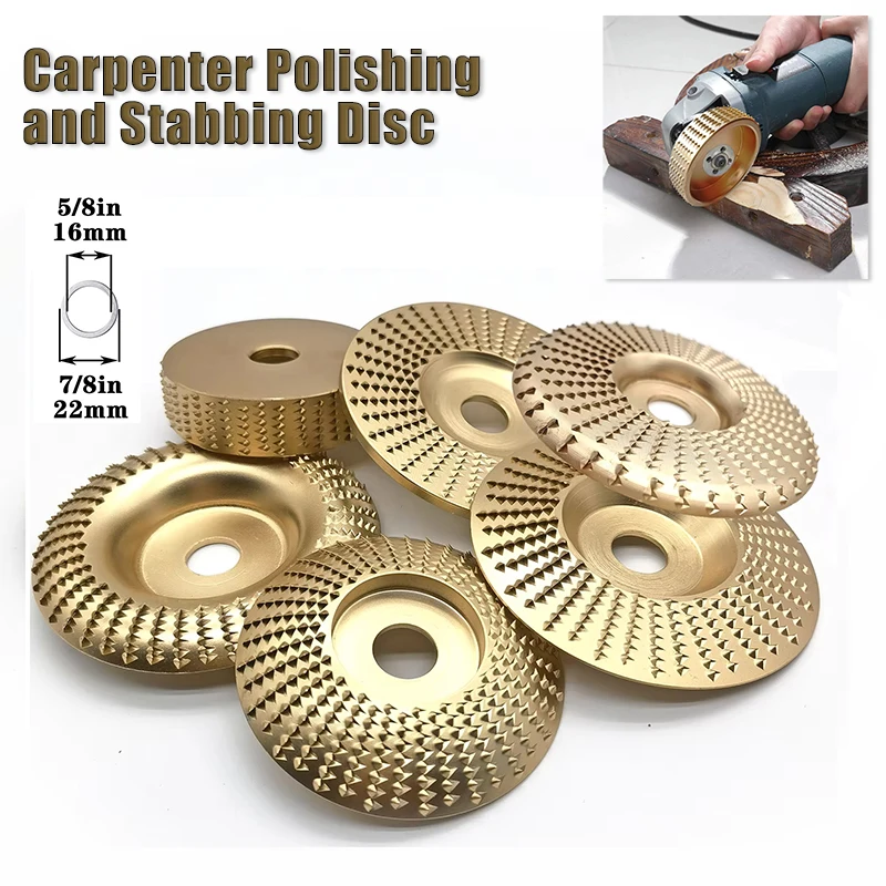 1pc Wood Carving Disc with Universal Grinder Wrench for Angle Grinder with 22/16mm Arbor Wood Shaping Disc Grinder Cutting Wheel