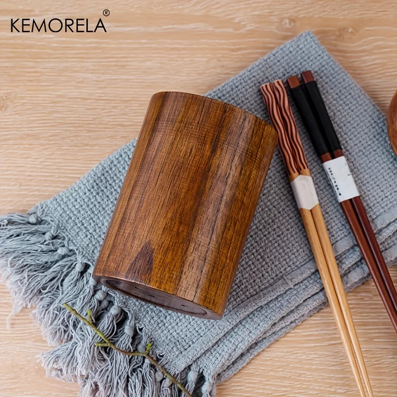 1PCS Wooden Chopsticks Holder - Bamboo Utensil Storage Organizer for Drawer Natural Kitchen Counter Desk Tableware Tools Stand - view 2