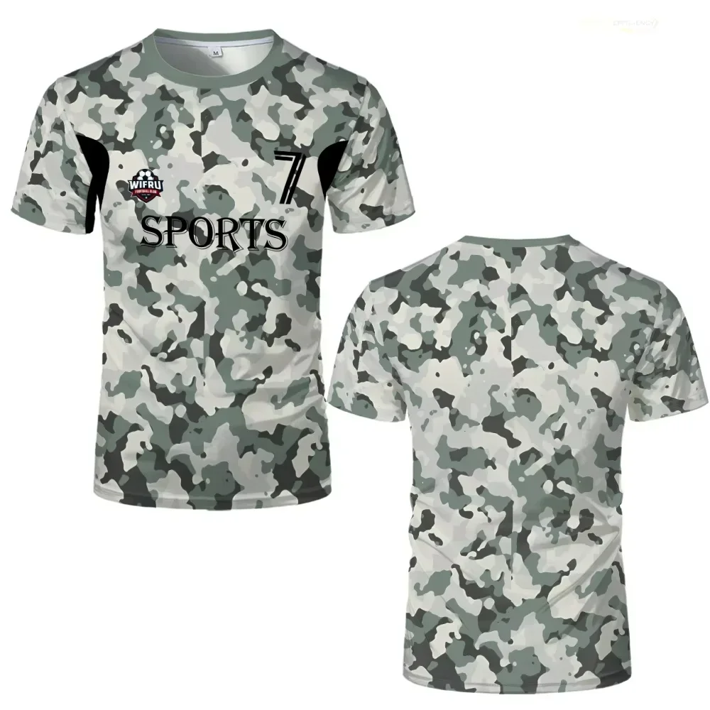 

Summer New Camouflage Men's Football T-shirt Wifiru 3D Printed Sports and Leisure Dry and Loose Men's and Women's T-shirt