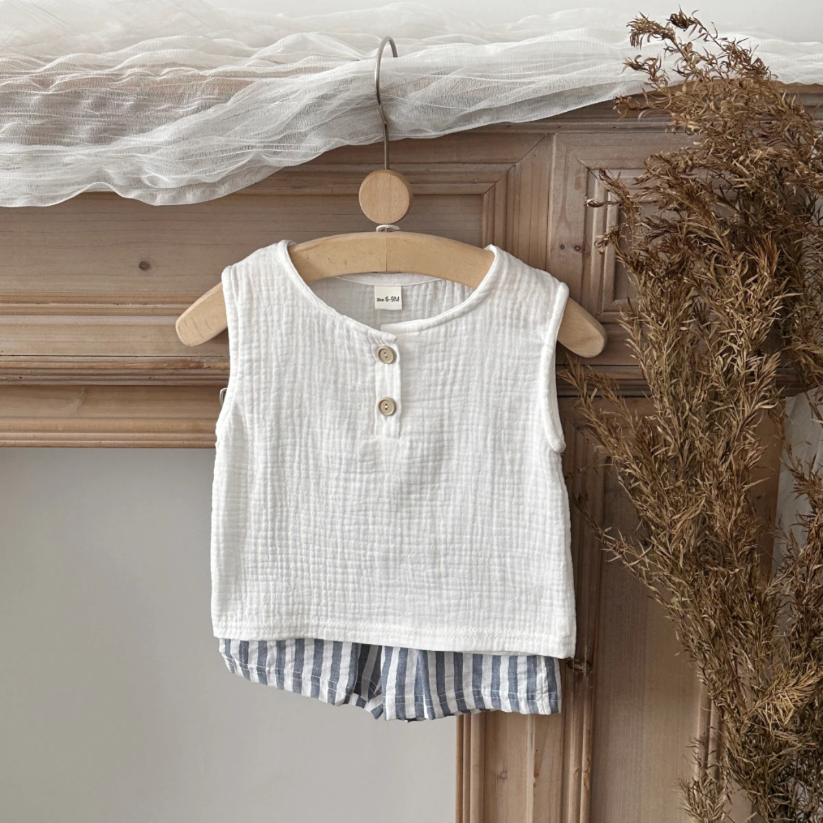 Kids Short Sleeve Sets Summer Boys Girls Waffler Suits Children T-Shirt+ Stripe Shorts Baby Casual Simple Solid Color Outfits