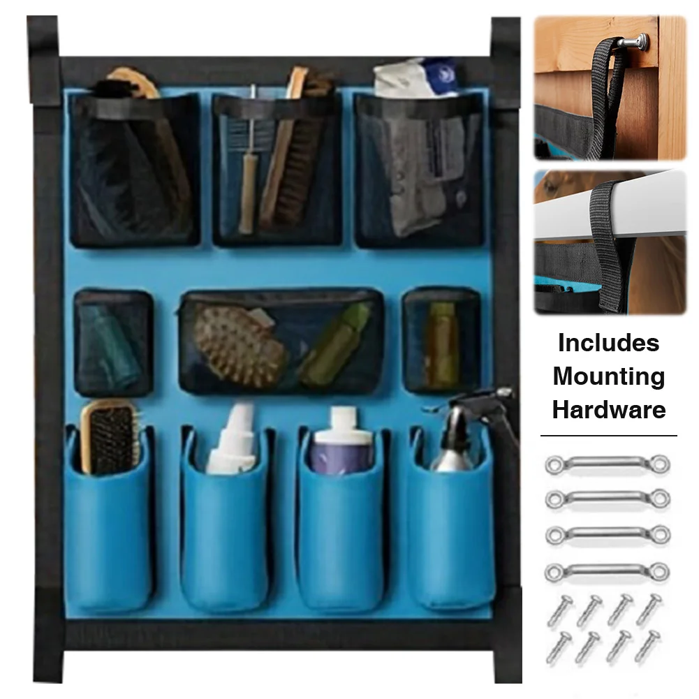 حقيبة تخزين Horse Tack منظم مقطورة الحصان حقيبة تخزين كبيرة للتعليق (أزرق)