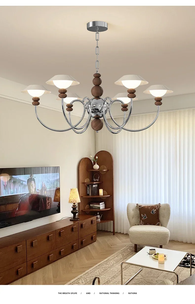 

Modern creative fashionable iron art chandelier, chandelier with remote, walnut color home decoration lighting fixture YX552FG