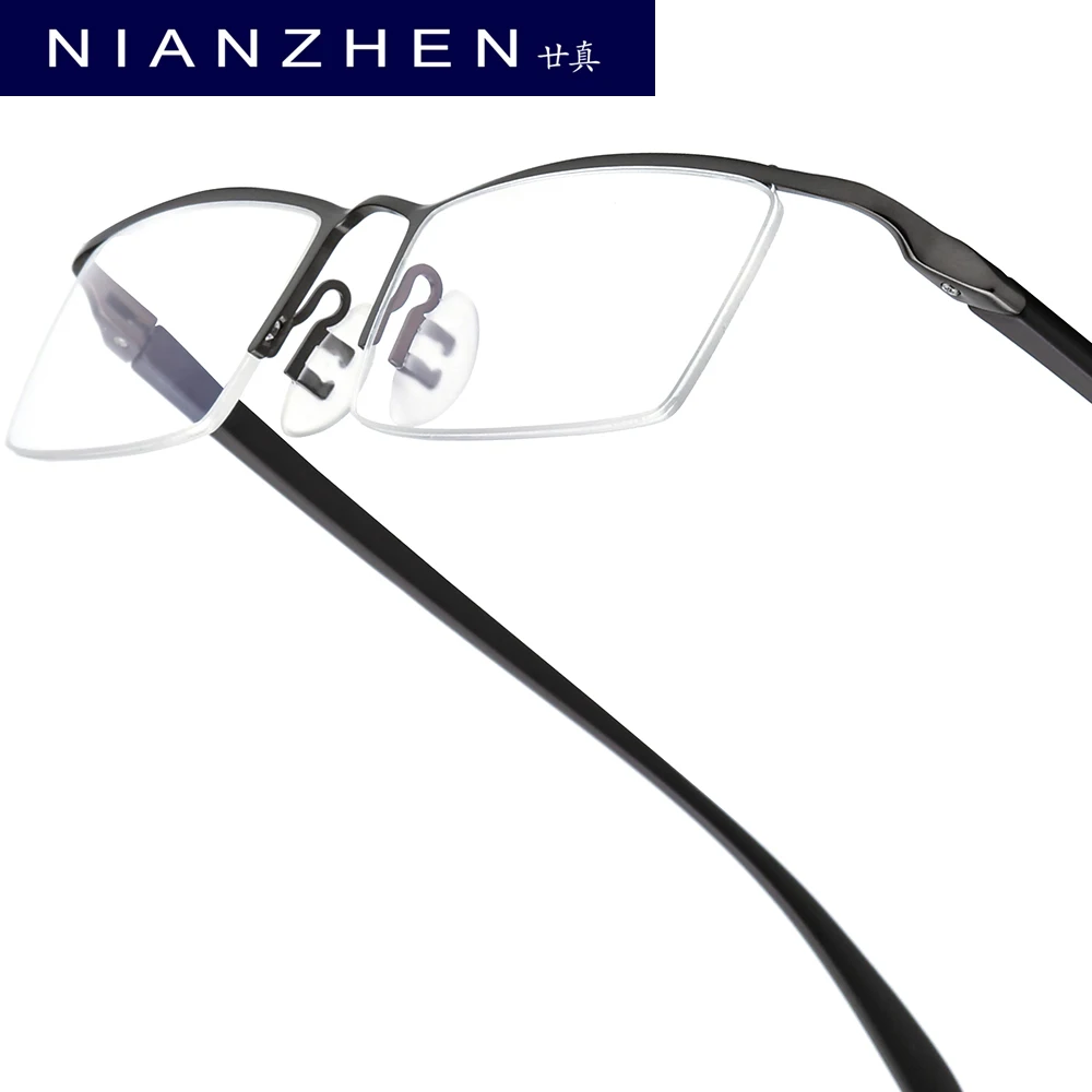 

NIANZHEN TR90 Alloy Eyeglasses Frame Men Brand Design Semi-Rimless Square Glasses Women Ultralight Half-Rim Retro Eyewear 8190