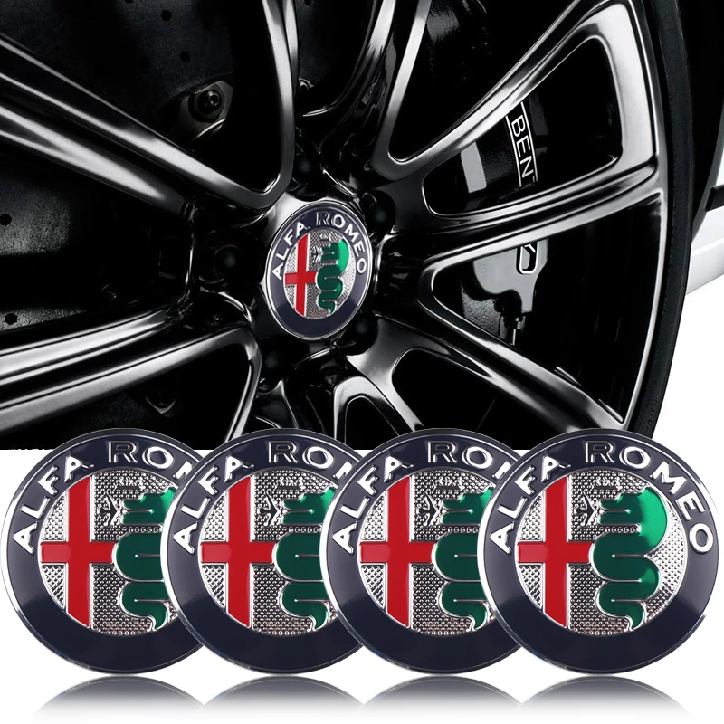 2026 caliente Alfa Romeo 4 unids/set 56mm tapas de cubo de rueda de coche pegatinas accesorios de decoración automática para Alfa Romeo Giulietta GT 159