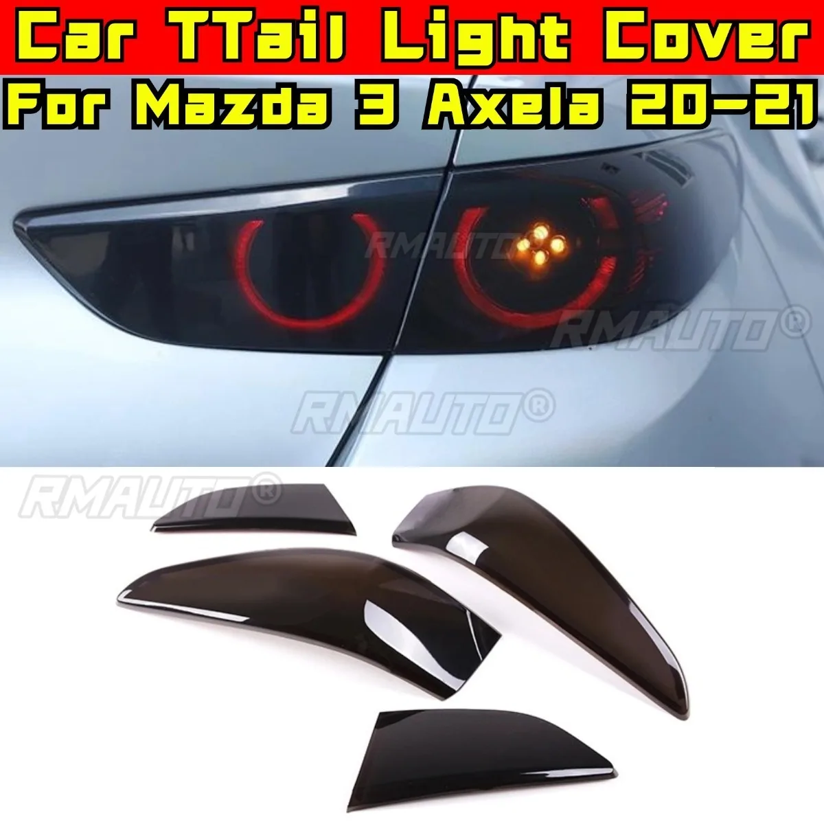 

Car Rear Lampshade Tail Light Cover Blackening Body Kit For Mazda 3 Axela 2020-2021 Taillamp Shell Guards Modification Part