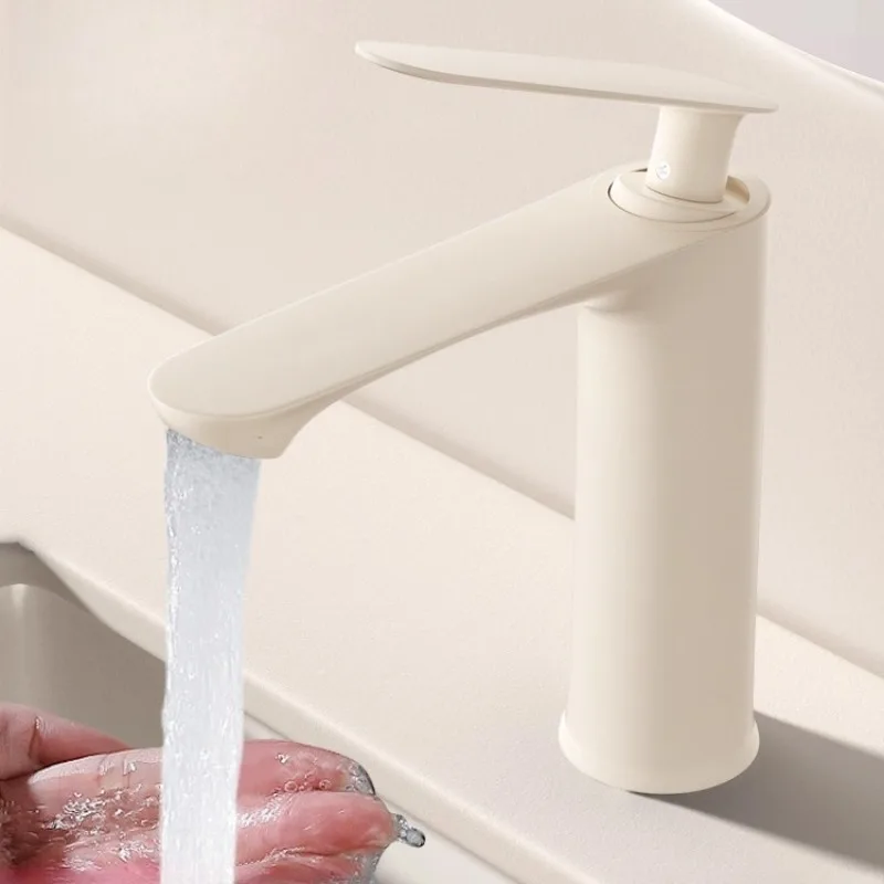 Cream White All Copper Faucet Hot and Cold Washbasin Faucet Bathroom Basin Household Bathroom Accessories Robinet Salle De Bain
