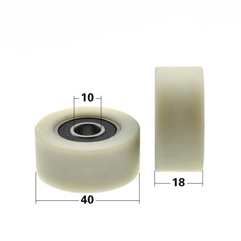 4pcs/20pcs 10*40*18mm Flat Roller Two 6000RS Bearings PA66 Nylon Plastic Coated Pulley Guide Wheel 10x40x18 mm