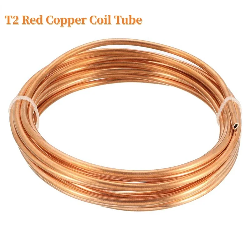 

T2 Red Copper Coil Tube OD 2 3 4 5 6 6.35 8 9.52 10-16mm 99.9%Pure Coppers Refrigeration Tubing Soft Copper Tube Thk 0.5mm-1.5mm