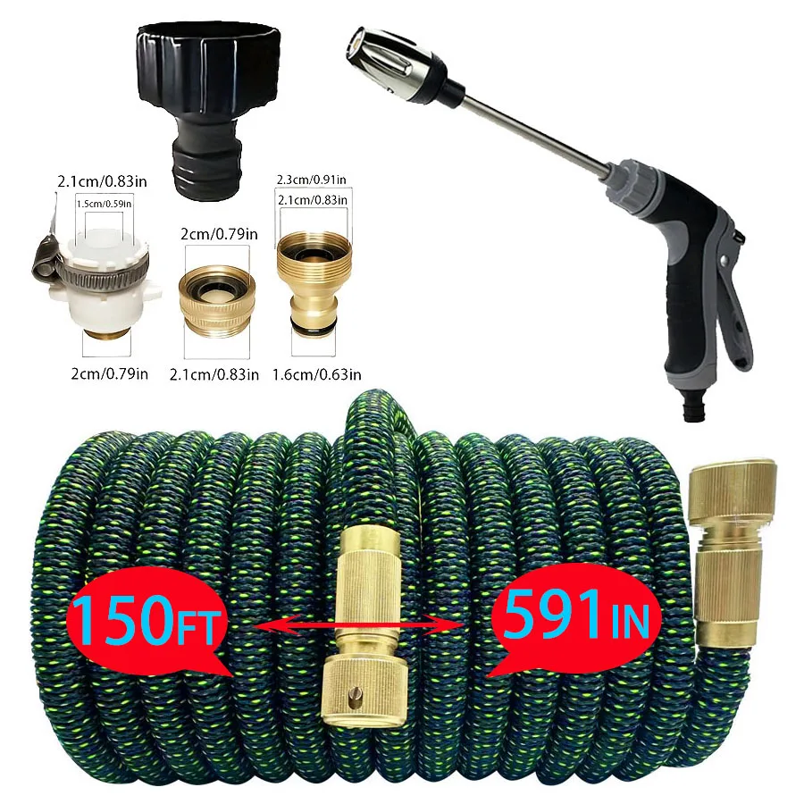 

Expandable garden valve flexible hose with multi-purpose water rifle, a magical cleaning tool for garden irrigation.