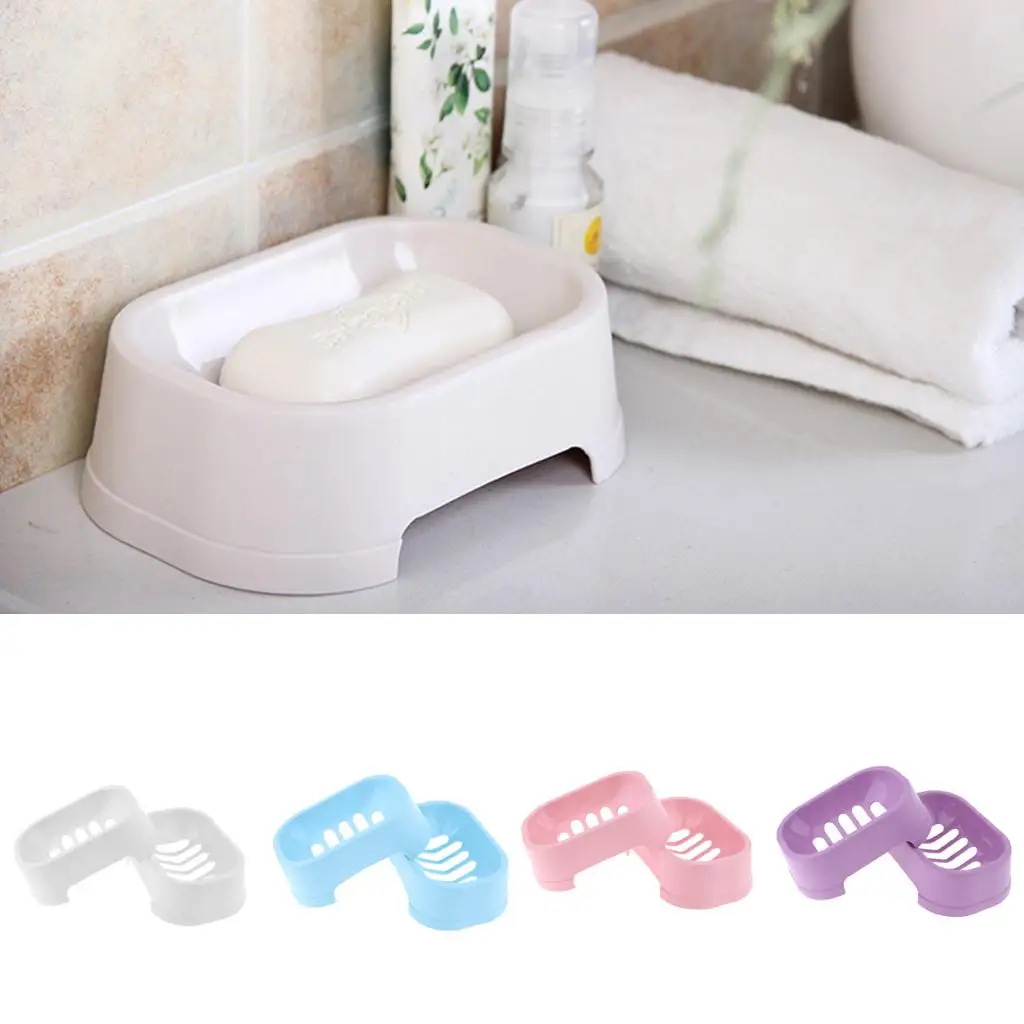 

2 PCS bathroom and kitchen Anti-Break Soap Holder Dish Box Drain for Soap Sponge