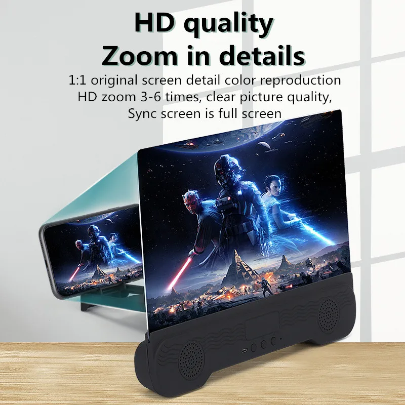 14-inch Bluetooth Audio Mobile Phone Screen Magnifying Glass High-definition Magnifying Bracket Smartphone Desktop Amplifier