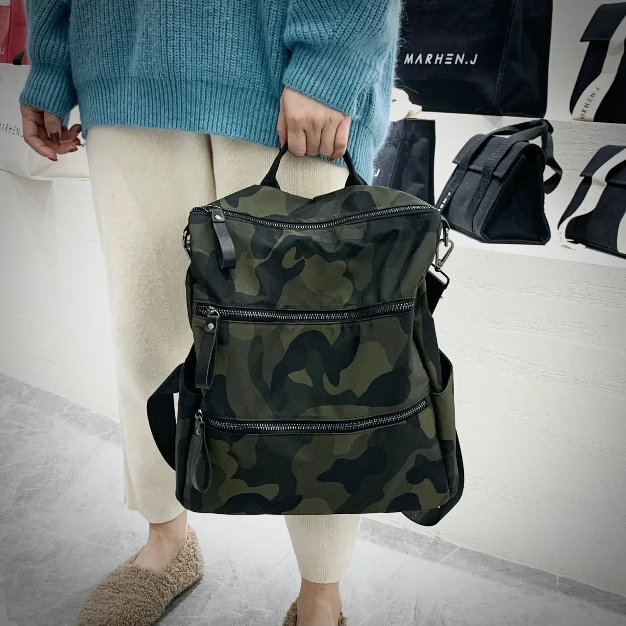 Mochila impermeable de camuflaje Unisex, bolso de viaje de nailon para mujer, bolso de hombro de diseñador, bolsos de alta calidad, 2023