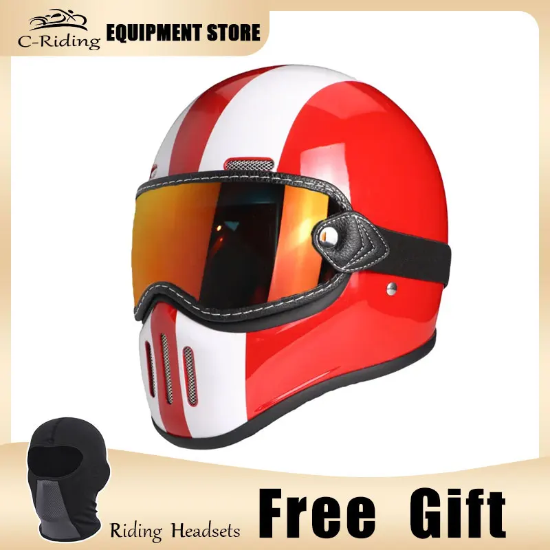 Retro Full Face HELMET For Motorcycle Light Weight Shell Fiber Glass Helmet Open Face Japanese High Quality Motorbike helmets