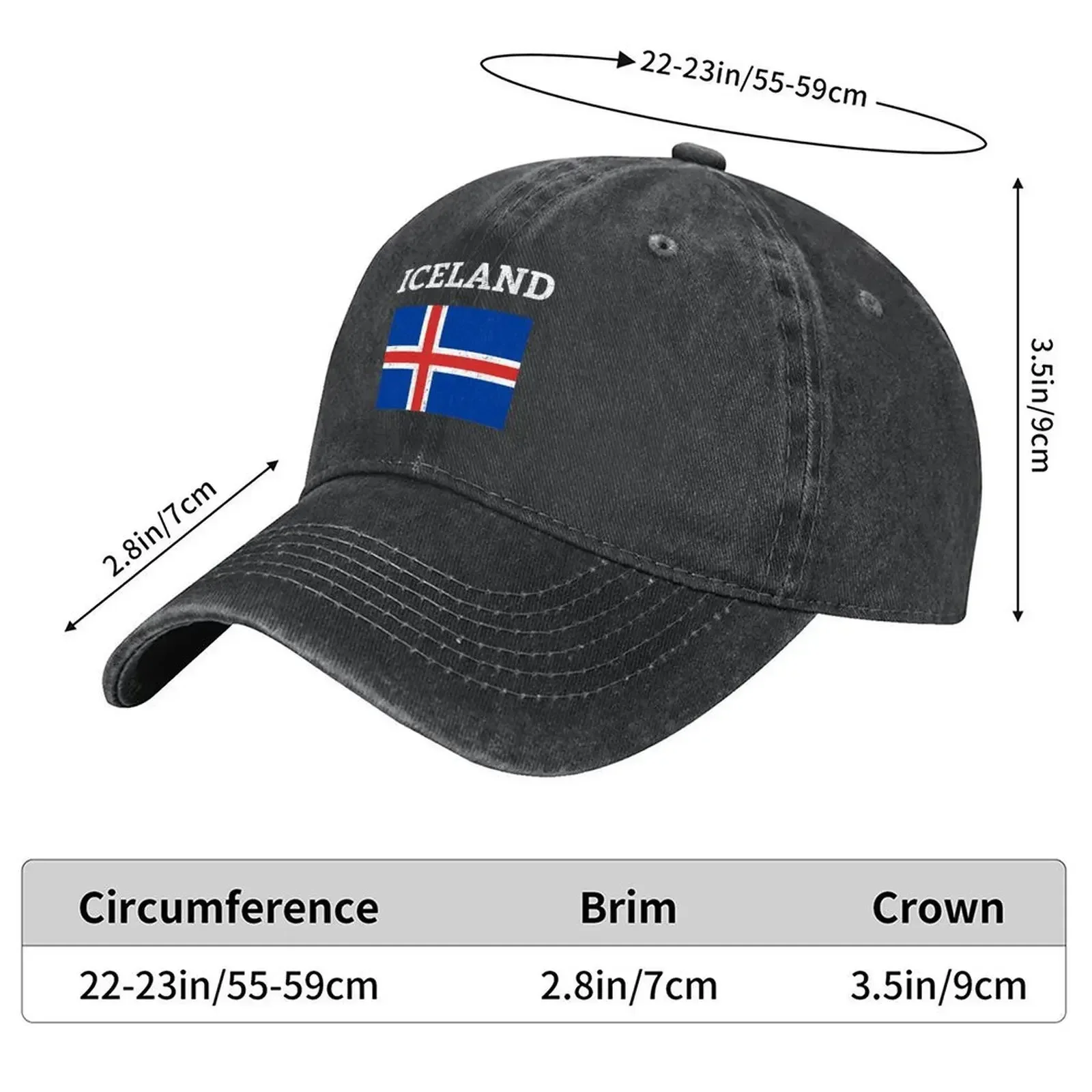 New Vintage Iceland Flag Baseball Cap Beach Hat Luxury Woman Cap Custom Caps Luxury Hat Female Men's
