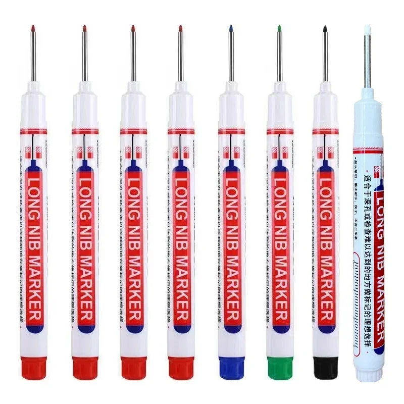 8 stks/set 20mm Diep Gat Lange Nib Hoofd Markers Voor Metalen Perforeren Pen Waterdichte Badkamer Houtbewerking Decoratie Multi-Purpose