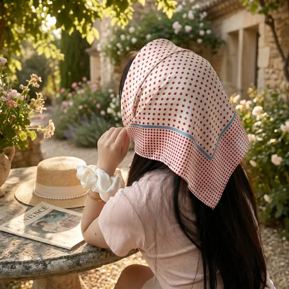 Elegant Printed Dot Print Scarf Colorful Y2K Small Square Scarf Headband Geometric Shape Punk Bandana Scarf Accessories
