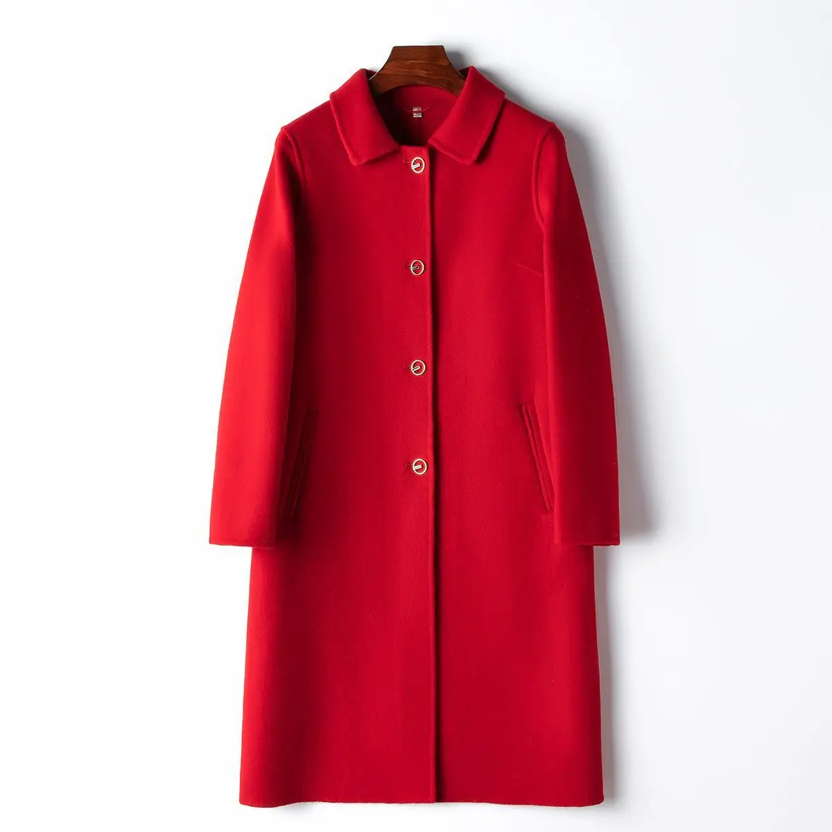 Long term in stock 2024 Spring 93.4 Wool 6.6 Cashmere Double sided Woolen Women's Haining Casual Temperament Coat