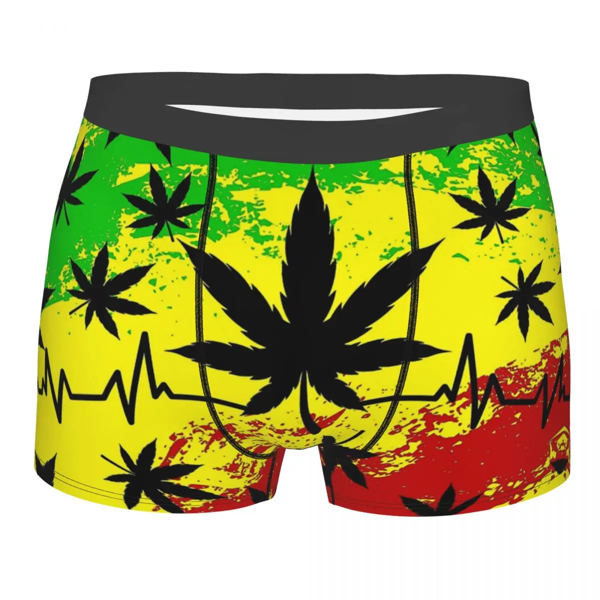 Reggae Rasta Jamaican Men Boxer Briefs Underwear Cannabis Leaf Plant Marijuana Weed Highly Breathable Top Quality Gift Idea