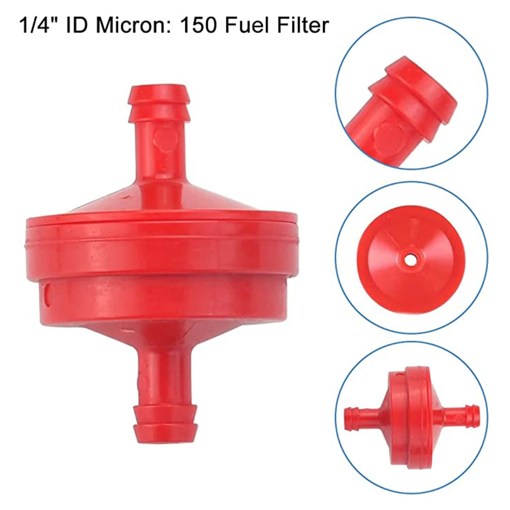 Replacement Inline Fuel Filter for Lawn Mower with 20 Hose Clamps Clips Fits 1/4in Fuel Line Prevents Impurities in Fuel