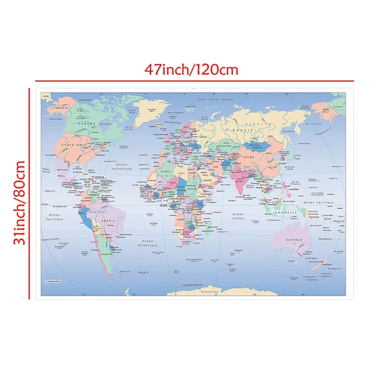 اللغة الفرنسية خمر خريطة العالم الكبيرة المشارك يطبع الجدار الشنق الفن النسيج خلفية اللوازم المدرسية ديكور المنزل