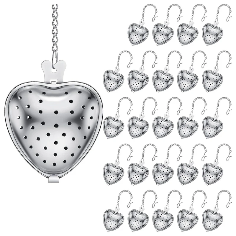 25Pcs Tea Strainer Stainless Steel Tea Ball Infuser Loose,Extended Chain Hook For Seasonings Cup Bottle Party Favors