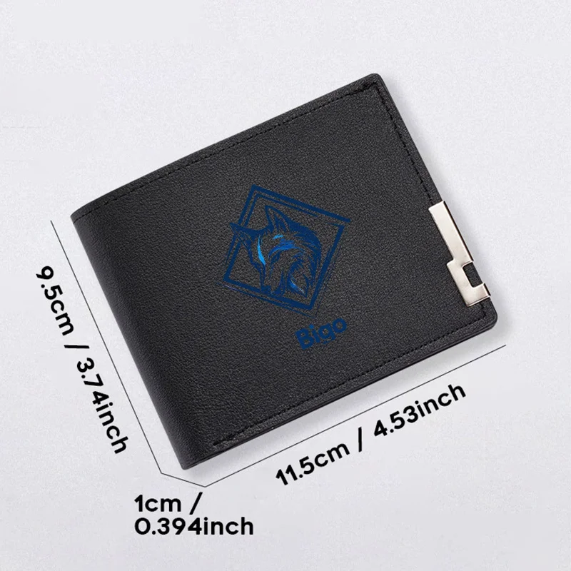 블롭 프리미엄 PU 가죽 지갑 미니멀리스트 디자인 블루 다이아몬드 로고 경량 내구성 비즈니스 스타일 남성용