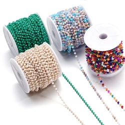 JOfor-Perles de cristal colorées en acier inoxydable, collier de bricolage fait à la main, bijoux artisanaux, résultats exécutifs, 1m par lot, 3mm