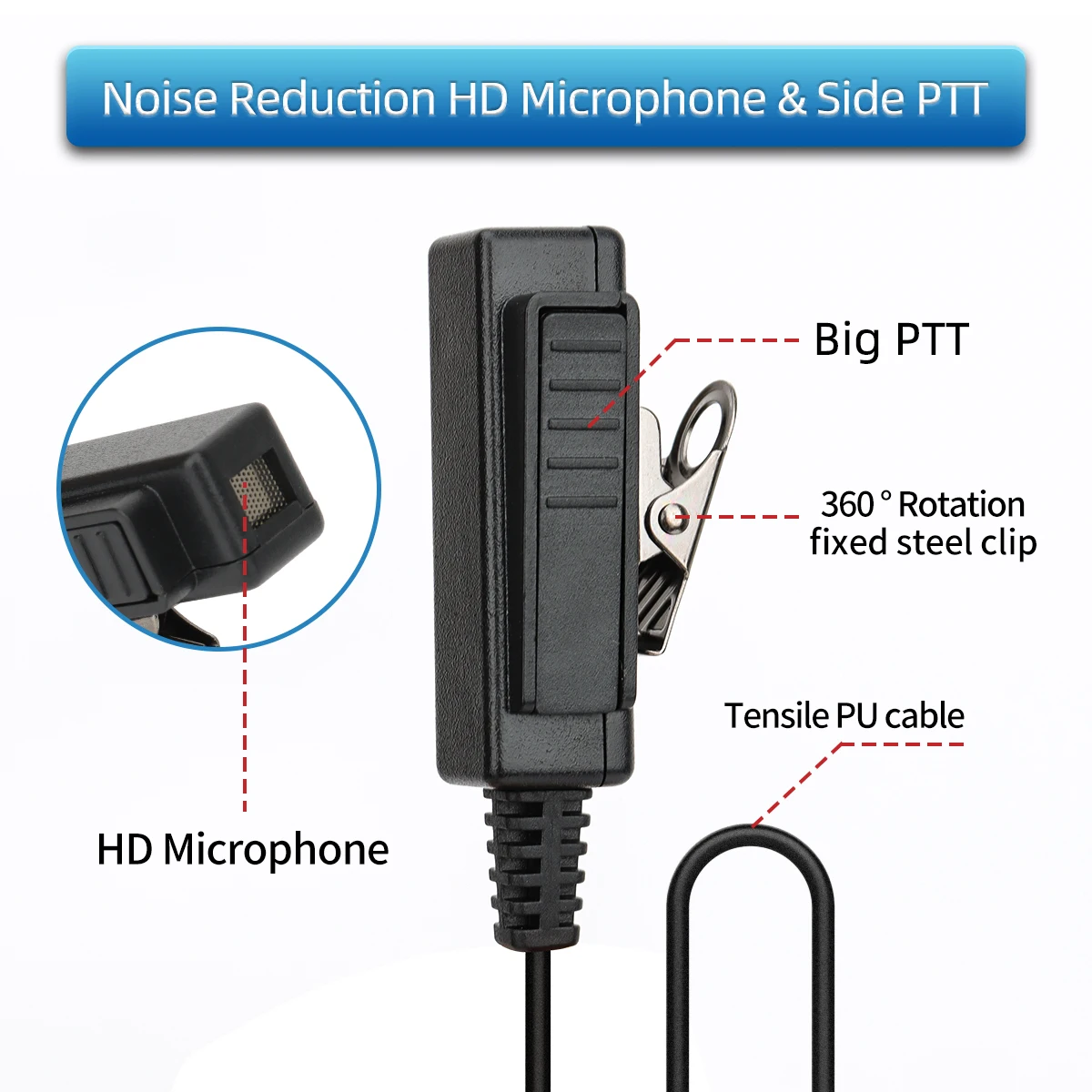 Baofeng R-999 Walkie Talkie Earpiece with Mic PTT for Motorola XPR3300e XPR3000 Two Way Radio Acoustic Tube Headset