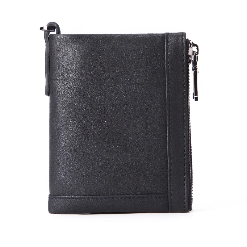 Men\'s Coin Purse Wallet Fashion RFID Blocking Man Leather Wallet Zipper Business Card Holder ID Money Bag Wallet Male