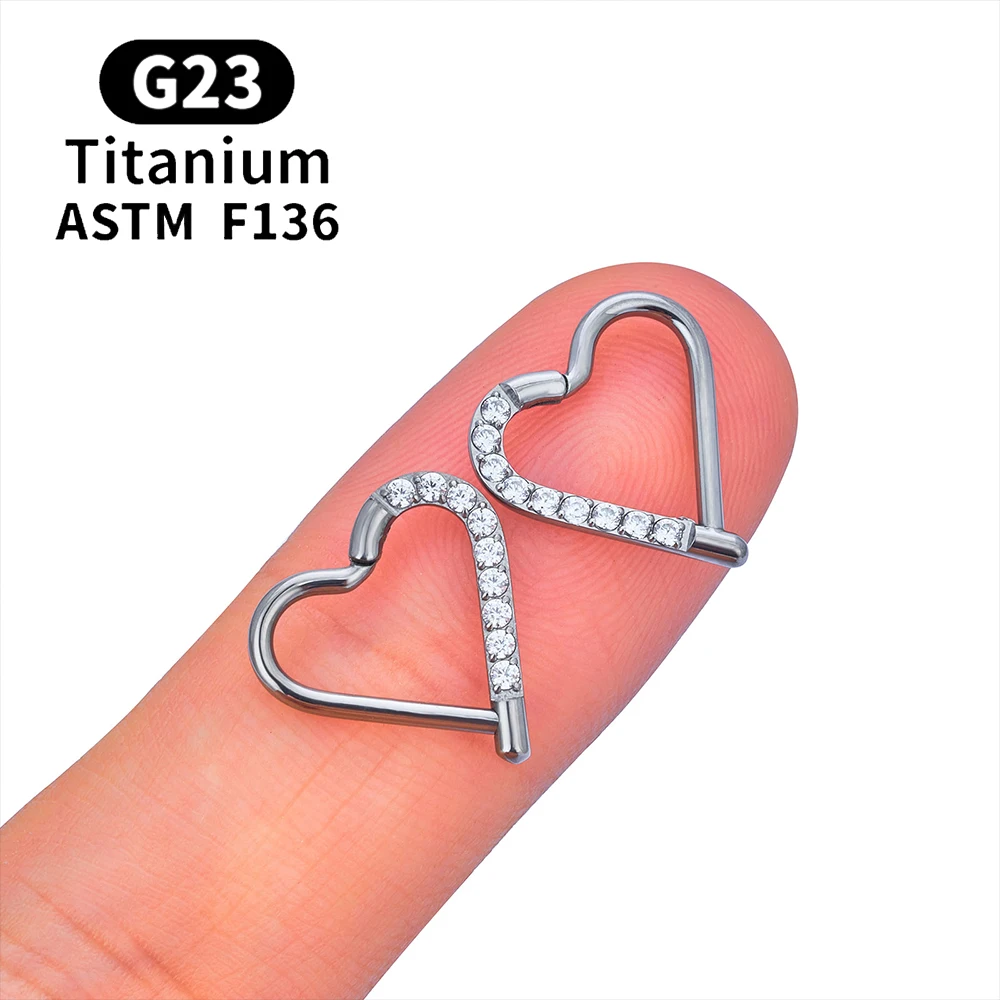 G23 Titan Runde Hoop D Form Nasenring Daith Herz Ohrring 16G CZ Scharniersegment Ohr Tragus Knorpel Helix Piercing Schmuck – Detail 13
