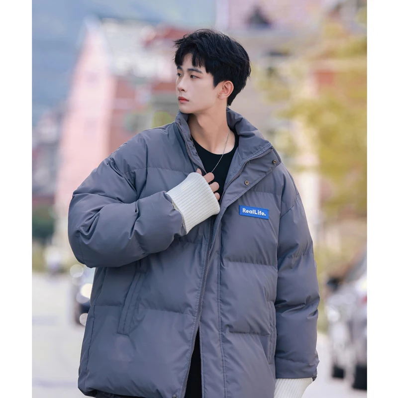 

Мужская зимняя утепленная куртка с воротником-стойкой, хлопковое пальто, молодежная повседневная модная одежда, новинка 2024 года