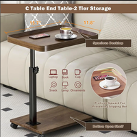 Luxury Adjustable Height Sofa Side Table Portable C-Shape Coffee Table Laptop Desk Rotatable Sofa Tray Table for RV Home Bedroom
