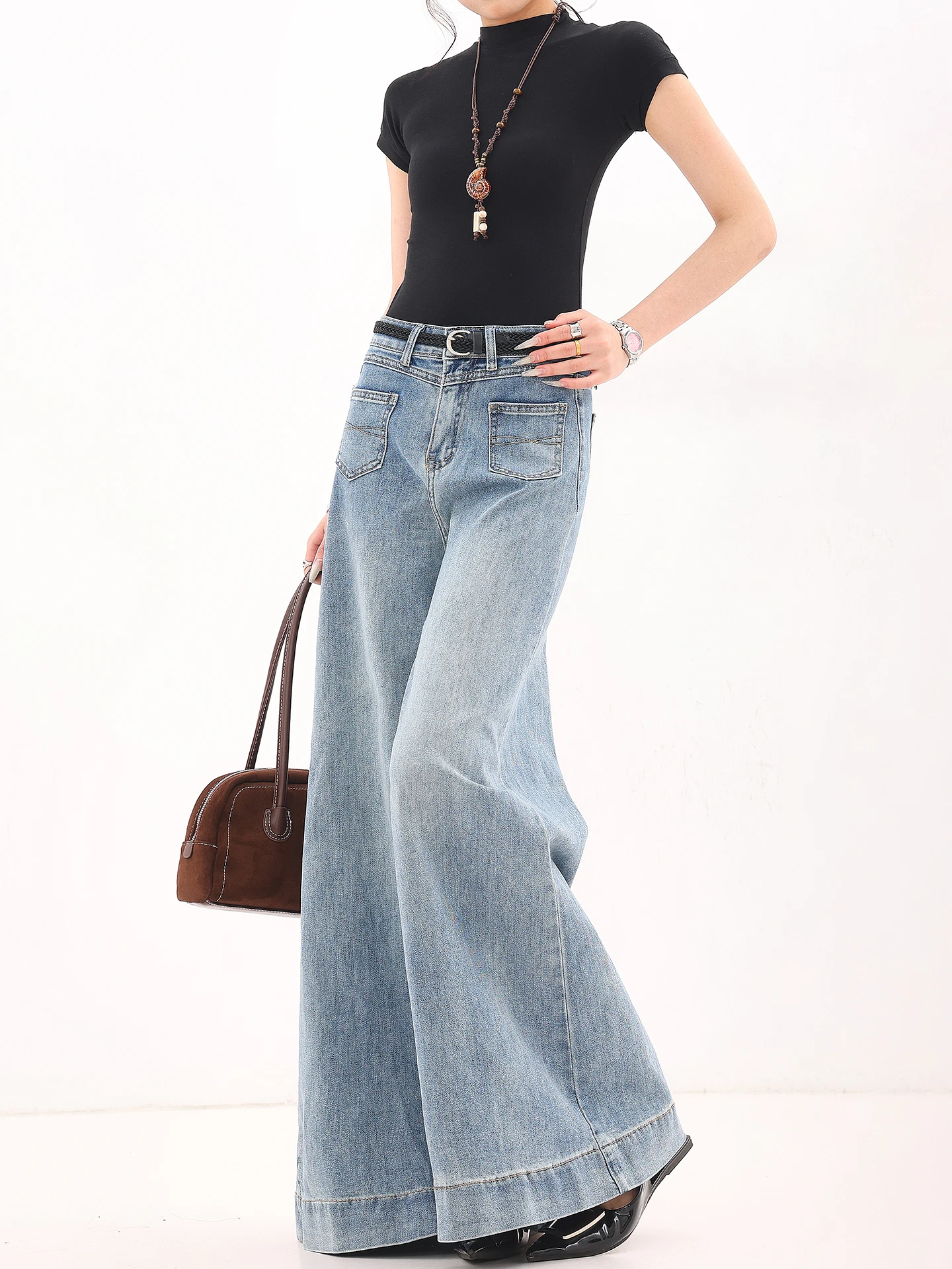 

Waed Vintage Wide Leg Loose Micro Flare Jeans Women Early Spring New Design Sensation Floor Length Hoof Jeans