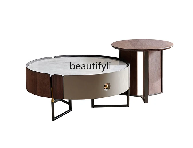 Light Luxury Size round Coffee Table Combination Designer round Italian Minimalist Living Room Home