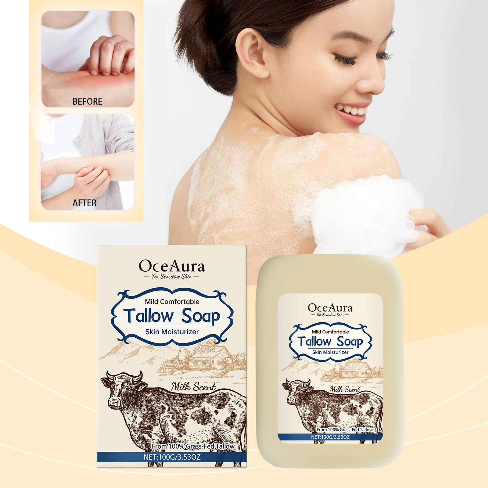 

120 г мыло для лица с натуральной травой, увлажняющее мыло для лица и тела, мыло для говядины, мыло для ванны ручной работы, уход за кожей